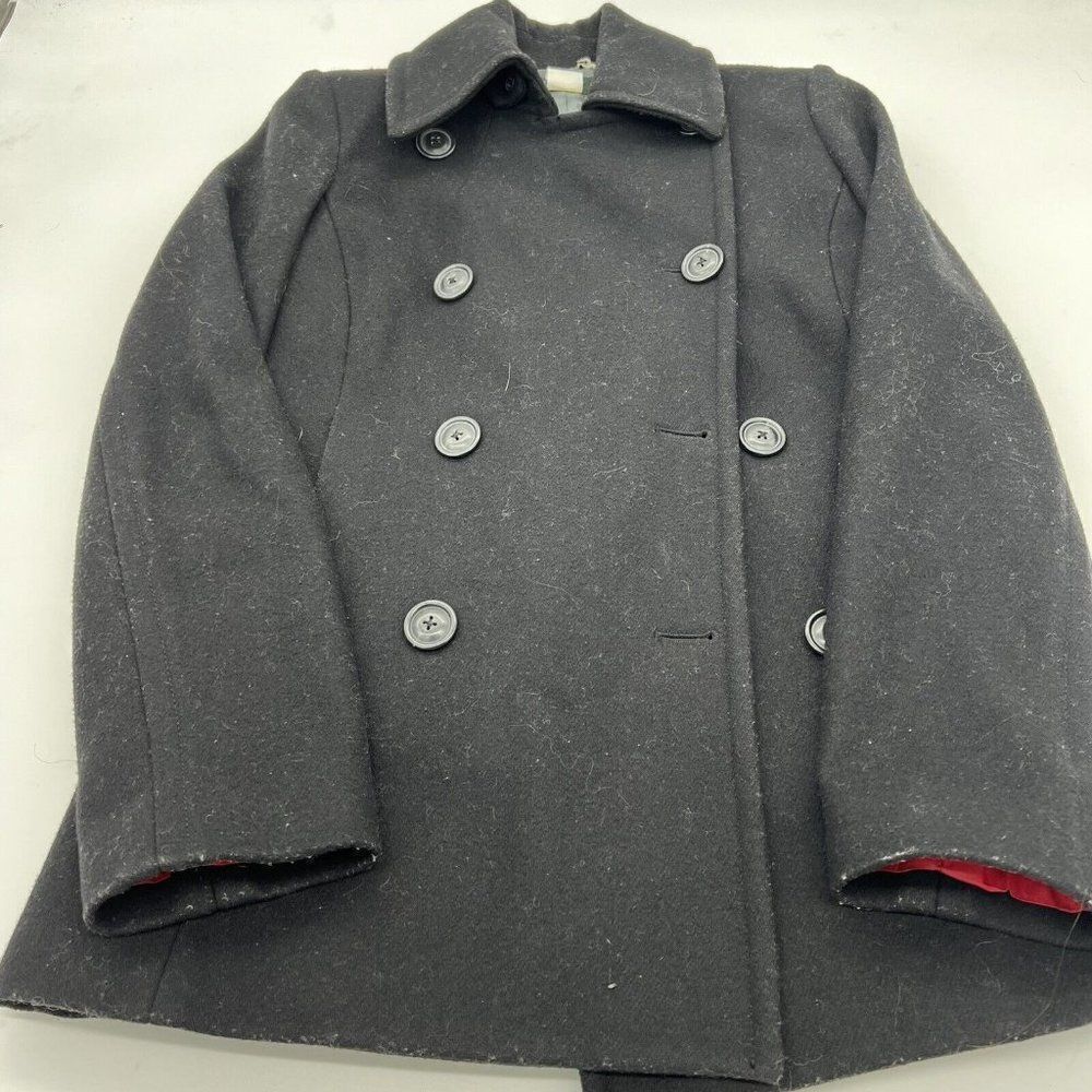 J. CREW Double Breasted Peacoat Jacket Coat Size XS Black Wool Thinsulate